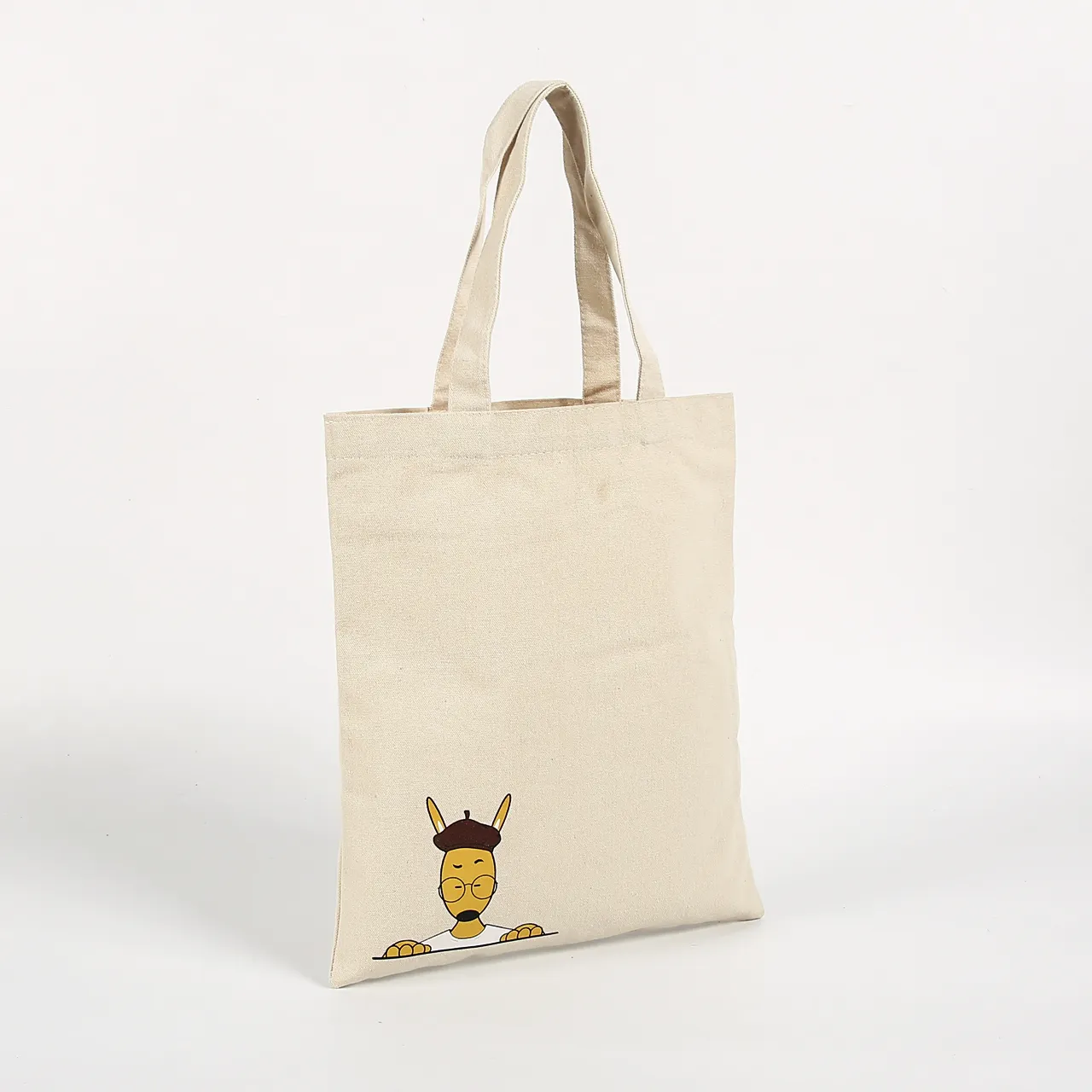 Custom personalized fashion male heat transfer print cartoon shopper cotton canvas tote bag