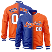 Veste bomber de baseball bleu dégradé personnalisée avec impression sur mesure, OEM POD, nom et numéro d'équipe personnalisés, haut pour homme