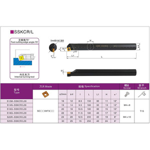 DASAN SSKCR/L เครื่องมือเจาะรูภายใน 16 มม. เส้นผ่านศูนย์กลางขั้นต่ำ 150 มม. ความยาวสี่เหลี่ยมจัตุรัส ใบมีดตัด 75 องศา - Product Image 1