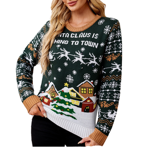 Pull de Noël lumineux à col rond avec motif de dessin animé pour <span class=keywords><strong>femme</strong></span>, pull de Noël <span class=keywords><strong>moche</strong></span> - Product Image 1