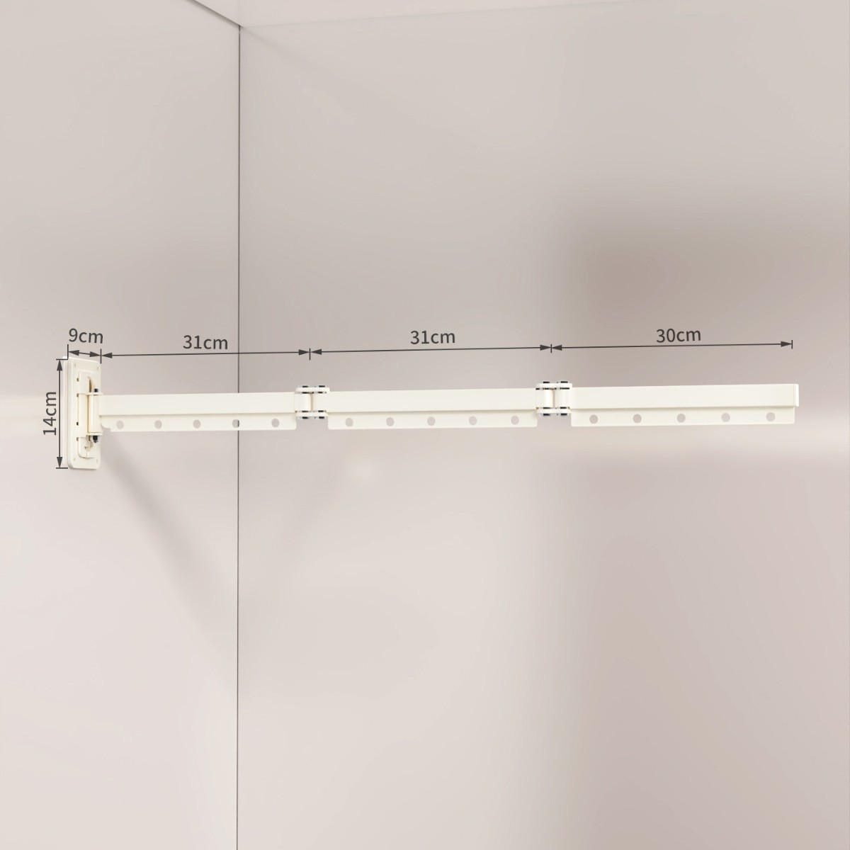 Milky white three-fold clothes rack