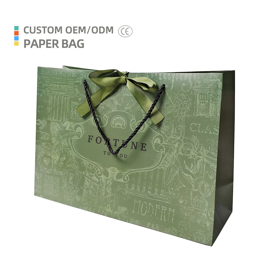 Large Size Custom Logo Embossed Paper Bag Luxury Ribbon Handle Wholesale Wedding Gift High End Packaging Bag