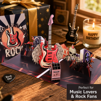 Carte de vœux 3D personnalisée Winpsheng avec guitare électrique, cadeau d'anniversaire