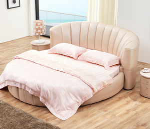 Популярная современная мебель: высококачественные кровати-диваны из переработанной кожи, круглые, для отелей, размера King Size, с каркасом из массива дерева, разборные. - Product Image 4