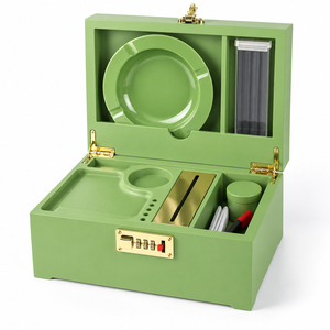 Boîte de rangement bleue verrouillable anti-odeur avec cendrier et plateau à rouler, organisateur d'accessoires de fumage avec serrure à combinaison - Product Image 3