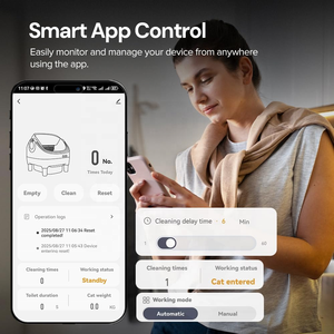 Litière pour chat autonettoyante intelligente AFP avec contrôle par application, nettoyage <span class=keywords><strong>automatique</strong></span>, dessus ouvert, bac à déchets de grande capacité, toilette pour chat - Product Image 5
