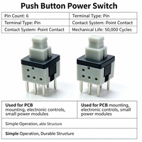 Sakelar Tombol Tekan Horizontal 8.5mm Pemasangan Samping 6Pin Self-Locking Spst Rocker Switch Sakelar On Off untuk Glocks