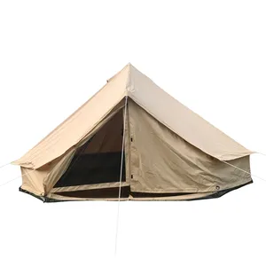 Outdoor camp safari bell tent with stove hole fire resistant fabric bell tent