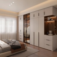 Armoire de chambre Aige moderne et minimaliste, haute, du sol au plafond, avec rangement multi-niveaux