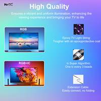 Rétroéclairage LED Intelligent pour Téléviseur avec Caméra pour Écrans de 55-65 Pouces – Bande LED Flexible RGB Synchronisée à l'Écran et à la Musique