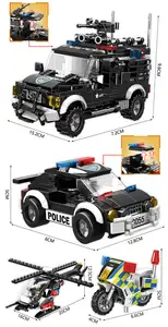 SWAT şehir polis karakolu araçlar bulmaca 3d Premium plastik tuğla yapı taşları Set çocuklar için eğitici oyun