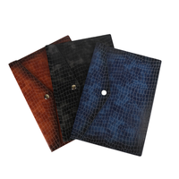 Carpeta de documentos A4, portadocumentos de cuero PU, portafolio impermeable, carpeta de sobres, organizador de archivos con botón Retro