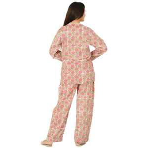 Pajama Set 100% Cotton Long Sleeve Button <b>Down</b> Shirt and <b>Pants</b> Soft Comfortable Lightweight Summer Nightwear Sleepwear - Product Image 6