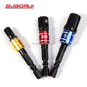 SUBORUI 3Pcs 1/4 inci <span class=keywords><strong>3</strong></span>/8 inci 1/<span class=keywords><strong>2</strong></span> inci Hex Shank Square Nut Driver Power Drill Bit Extension Socket Adapter Set untuk Bor Tanpa Kabel - Product Image 2