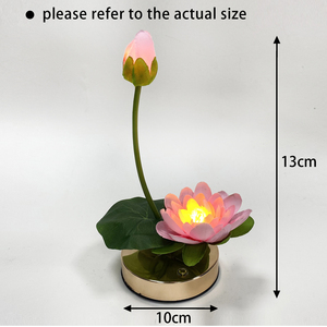2025 kapalı ev kullanımı LED <span class=keywords><strong>Lotus</strong></span> ışıkları yeşil yapraklar plastik pembe çiçekler dekor için, şarj edilebilir modeli, dokunmatik anahtarı - Product Image 6