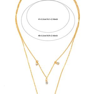 L316 Acier inoxydable brillant Zircon papillon double couche glands collier pour les femmes conception délicate bijoux en gros - Product Image 4