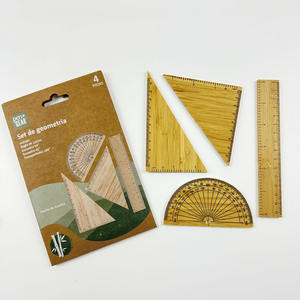 Ensemble de 4 règles en bambou, outils de géométrie portables pour le bureau et <span class=keywords><strong>l</strong></span>'école - Product Image 1