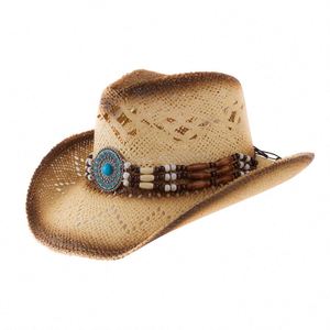 Wholesale Western Cowboy <b>Hat</b> <b>Men</b> and Women <b>Summer</b> Trips Beach Sun <b>Hat</b> Retro Large Brimmed Straw Cowboy <b>Hat</b> - Product Image 1