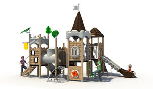 Ensemble de balançoire toboggan combiné château César pour 3-15 ans plastique bois métal école maternelle utiliser conception personnalisable - Product Image 2