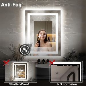 Sang Trọng Hình Chữ Nhật Thông Minh LED Tắm Tường Gương Hiện Đại Chống Sương Mù Phòng Tắm Phụ Kiện Với Chiếu Sáng Tính Năng Có Khung - Product Image 5