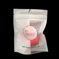 Pochette à fermeture éclair en plastique imprimée personnalisée avec fenêtre transparente outils de beauté houppette compressé masque facial sacs d'emballage zip-lock