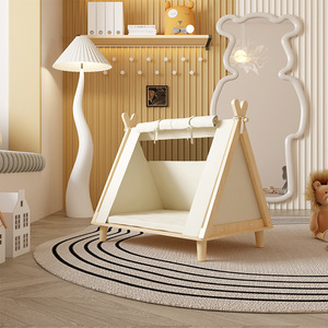 Toptan tüm sezon küçük köpek evi çevre dostu ahşap kapalı çadır ile katı desen sınır ötesi Pet yatak - Product Image 2