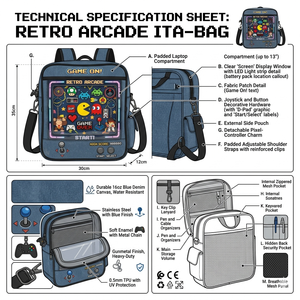 Borsa Ita Personalizzata Premium Verde Foresta per Console da Gioco con Ricamo Fiabesco e Finestra Espositiva per Badge, Ideale per il Pendolarismo Quotidiano ed Eventi - Product Image 4