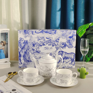 Service à thé en porcelaine fine gris tigre série D, vente en gros - Product Image 4