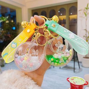 3D Acrylic Kawaii Cute Keyring <b>Key</b> Chain <b>Ring</b> Creative Filed Liquid Oil Quicksand Bottle Cute Strawberry Floating Keychain - Product Image 3