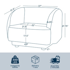 เก้าอี้พักผ่อนสไตล์คลาวด์ครีม ผ้าเชนิลล์ เก้าอี้โซฟาเดี่ยวสำหรับห้องนั่งเล่น ห้องนอน อพาร์ทเมนต์ เฟอร์นิเจอร์บ้านทันสมัย - Product Image 6