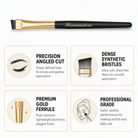 Pinceau Anglé Professionnel Vegan Synthétique Taklon pour Eyeliner, Correcteur et Sourcils, Manche Mat Doré en Aluminium, Approuvé PETA, Personnalisable