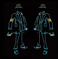 Luminescent Coeur Homme costume EL fil Gants Rougeoyants Vêtements Danse Performance décoration porter led fête lumière costume