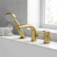 Nouvelle conception de robinet de douche à effet pluie en laiton poli, design moderne pour appartement et hôtel, ensemble de salle de bain à deux fonctions pour baignoire et lavabo