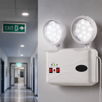 Lumière d'urgence LED rechargeable à 2 têtes, IP20, montage mural ou au plafond, éclairage de sécurité incendie pour entrepôt, bureau