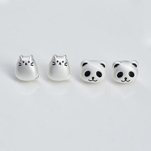 <b>Cute</b> 3D Matte Silver Panda Cat Beads Zinc Alloy Plated Scattered Beads For DIY Hair Accessories <b>Bracelet</b> Kit Chinese Style - Product Image 3