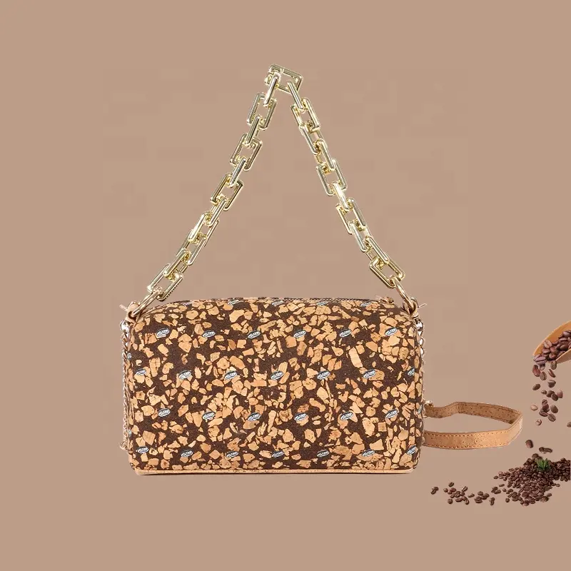 Autumn-winter vintage women's cylinder bag New style coffee grounds cork shoulder bag