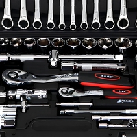 Jeu de clés à cliquet professionnelles à 72 dents, 61 pièces, kit d'outils à main, acier inoxydable 304, usage industriel, étui rigide, automobile, vélo