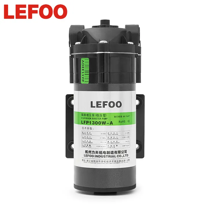 LEFOO 24v dc 300 gpd ro pompe booster 100 psi pompe à eau diaphragme booster ro pompe