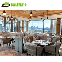 Ensemble de table à manger en bois massif moderne, mobilier de restaurant contemporain, sièges pour hall d'hôtel