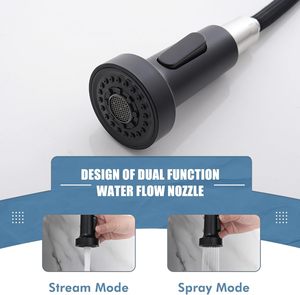 Grifo de Cocina <span class=keywords><strong>GIMILI</strong></span> Negro y Dorado con Rociador Extraíble, Giratorio 360°, Doble Función, de un Solo Orificio, de Acero Inoxidable, para Casas de Campo, Autocaravanas y Lavanderías - Product Image 4