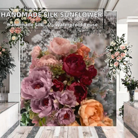 Vente en gros de tournesols artificiels faits à la main à 5 tiges, pour Noël, mariage, photographie, décoration de jardin, bouquet de fleurs en soie réutilisable