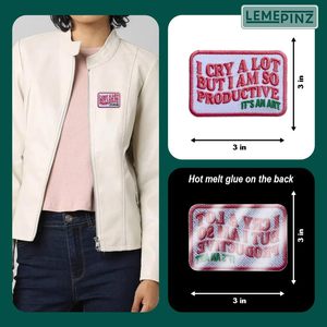 Parche Bordado Termoadhesivo Personalizado de 3 Pulgadas: Lloro Muchísimo Pero Soy Súper Productivo, para Gorras y Ropa - Product Image 5
