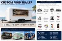 Camion de restauration mobile en acier inoxydable au design professionnel, logo personnalisé, équipement de cuisine flexible, résistant à la rouille