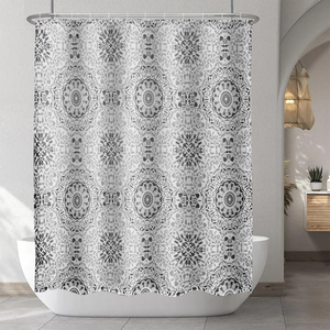 Hot bán tùy chỉnh rèm cửa tắm bền polyester không thấm nước Rèm Tắm in thiết kế hình học mới lạ phụ kiện phòng tắm - Product Image 2