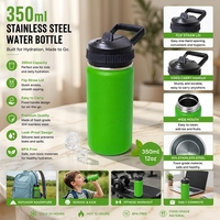 Botella de agua térmica de acero inoxidable con aislamiento al vacío, diseño de boca ancha, libre de BPA, con capacidad de 350 ml y logotipo personalizado Jiahe para niños.