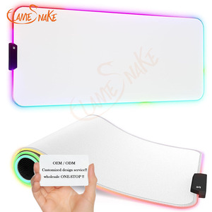 Tapis de souris de jeu blanc RVB imprimé personnalisé FLAME SNAKE avec lumière LED 30X80 CM - Product Image 1
