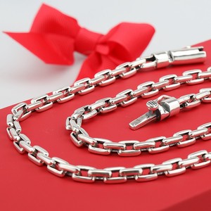 6mm Punk gioielli moda liscio semplice catena a maglie 925 in <span class=keywords><strong>argento</strong></span> Sterling bracciale collana per gli uomini - Product Image 4