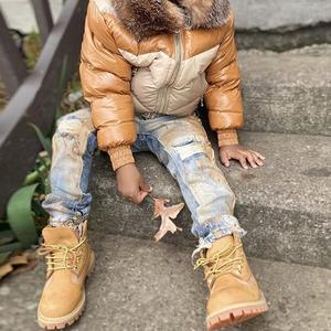 Jeans pour garçons style bootcut délavé, nouvelle collection 2021, couleur pierre, pour enfants - Product Image 1