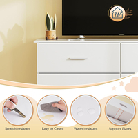Commode Nu-Deco blanche à 6 tiroirs, large coffre en bois, unité de rangement moderne minimaliste pour chambre à coucher, organisateur de placard, salon