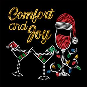 قبعة سانتا كلوز نعتقد عيد الميلاد سباركلي الحديد على حجر الراين الكريستال بلينغ تي شيروتي نقل - Product Image 5